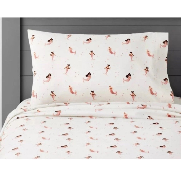 Pillowfort Mermaid Print Bedding Set - White and Pink NWT Size Full - Picture 1 of 6